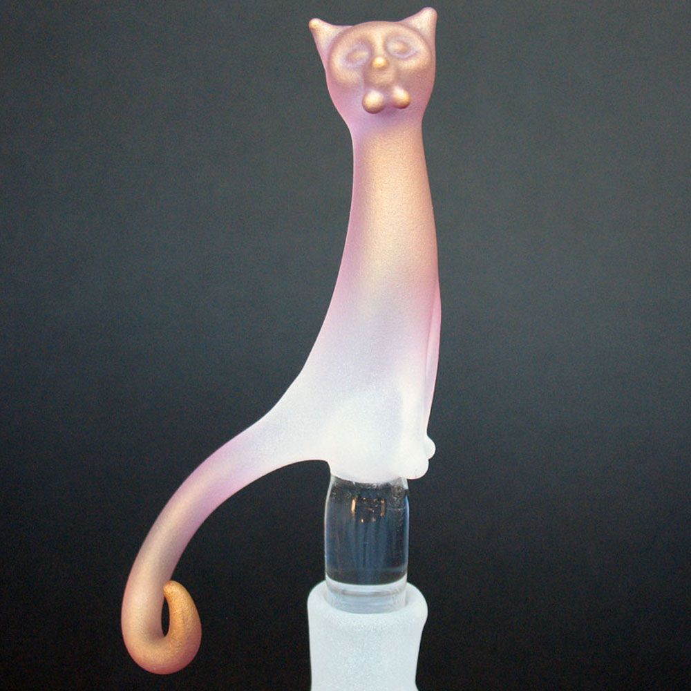 Cat Kitten Perfume Bottle Hand Blown Glass Gold Crystal