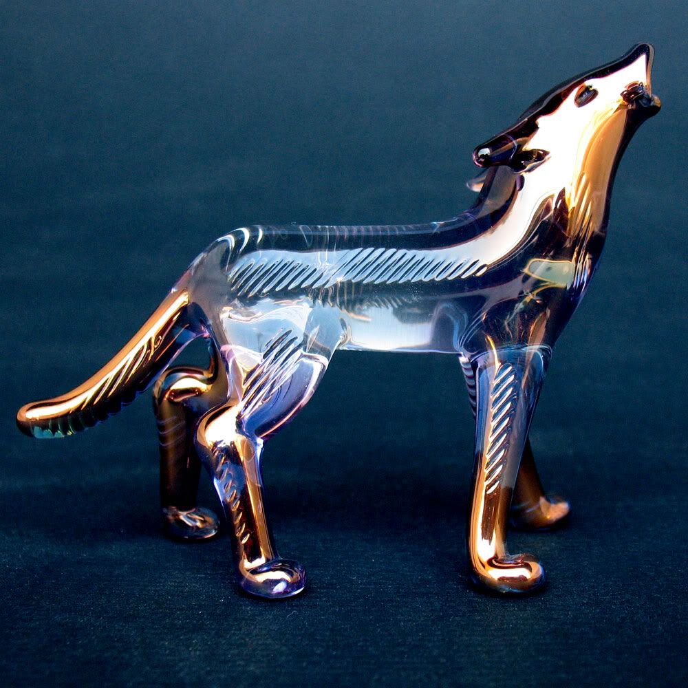 blown glass wolf