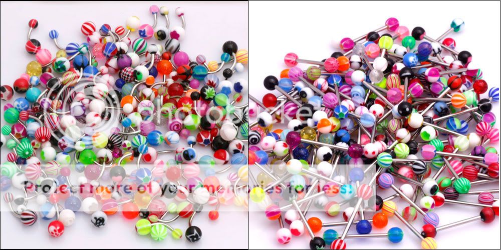 Wholesale 120pcs Different Tongue Rings & Belly Rings.  