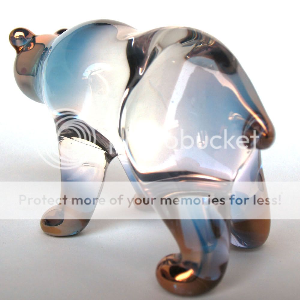 Bear Grizzly Hand Blown Glass Figurine Gold Black Bear  