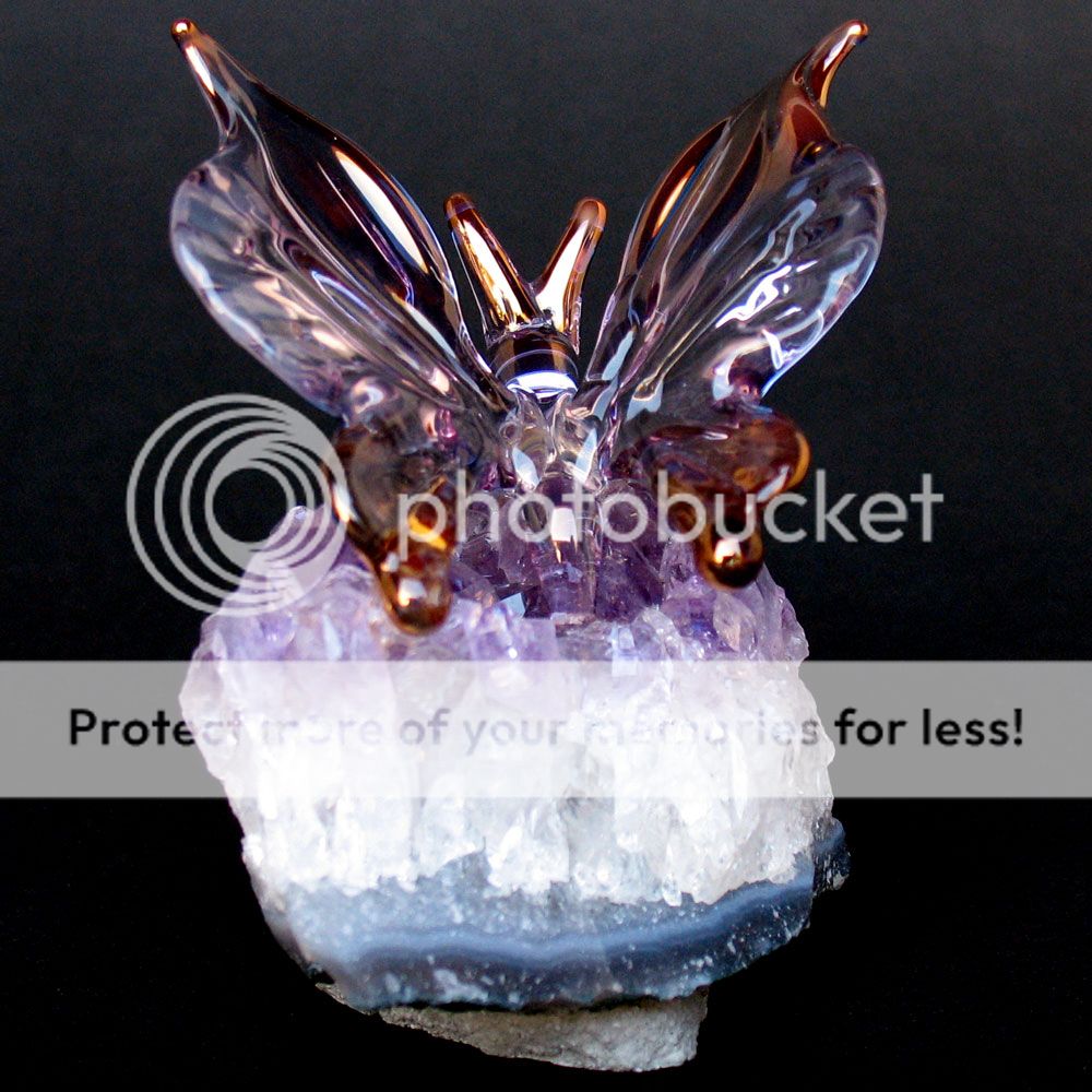 Butterfly Figurine of Hand Blown Glass Amethyst Crystal | eBay