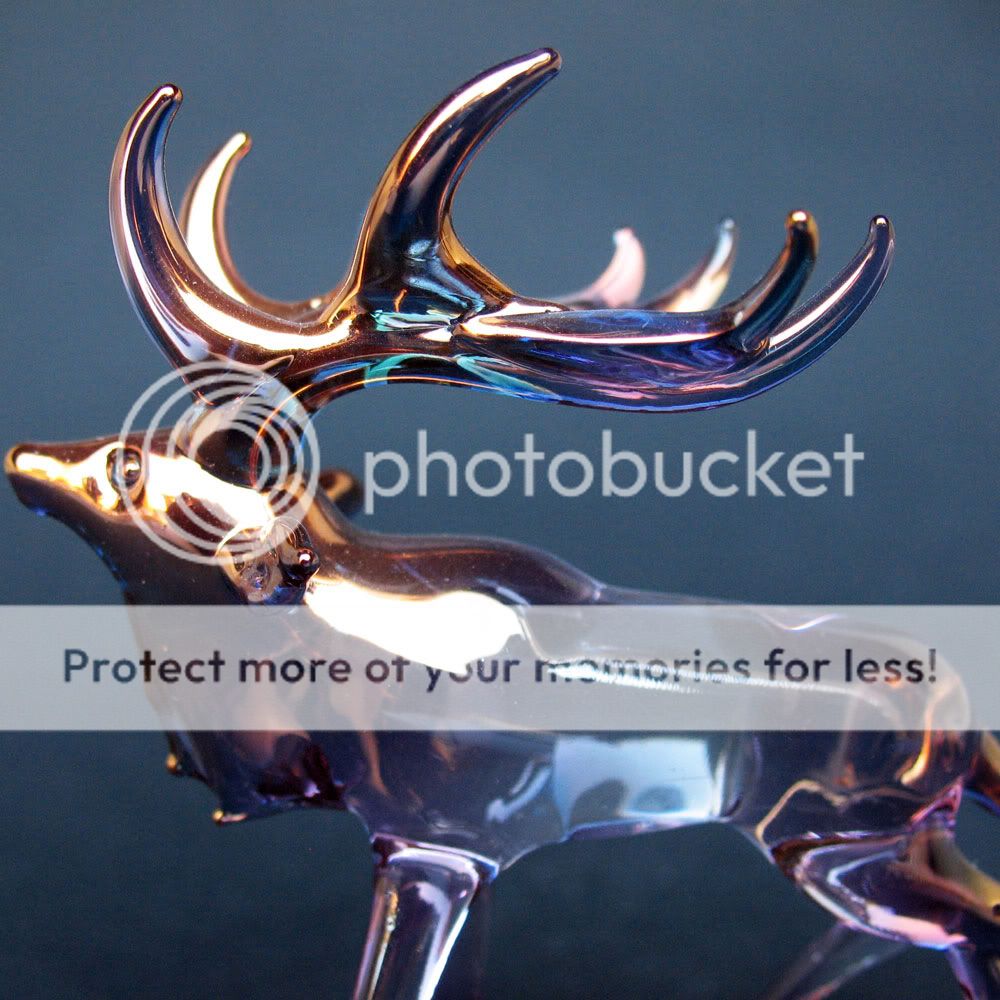 Elk Figurine of Hand Blown Glass with 24K Gold  