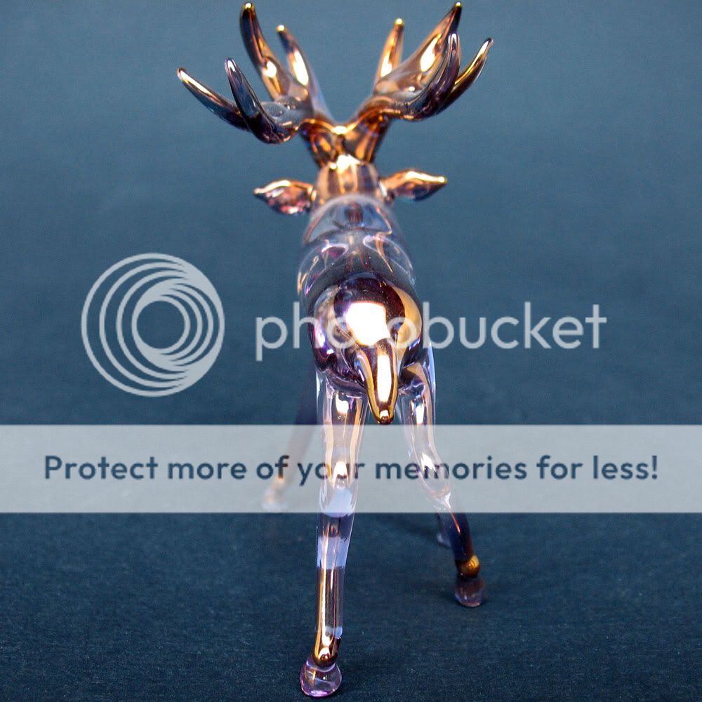 Elk Figurine of Hand Blown Glass with 24K Gold  