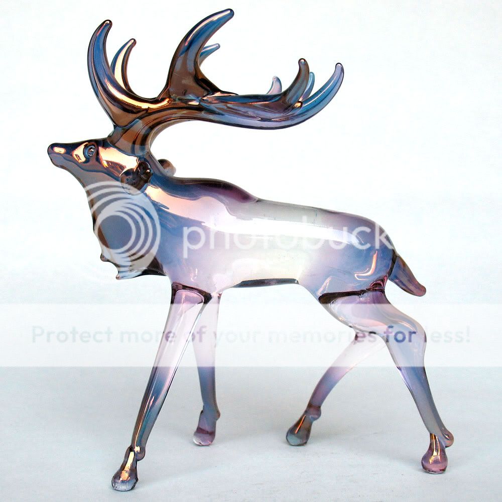 Elk Figurine of Hand Blown Glass with 24K Gold  