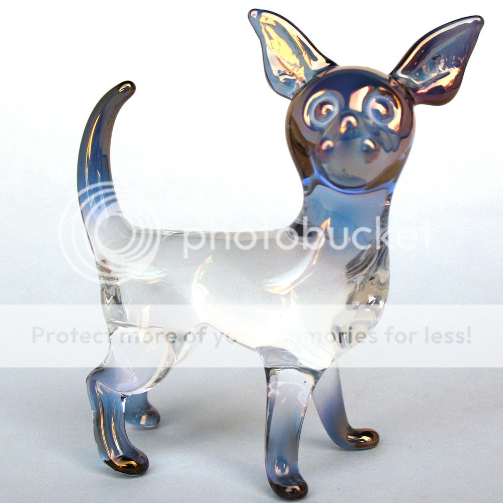 Chihuahua Figurine Blown Glass Crystal Sculpture  