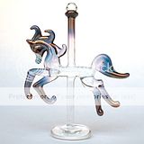 Carousel Horse of Blown Glass Pink Purple Gold Crystal  