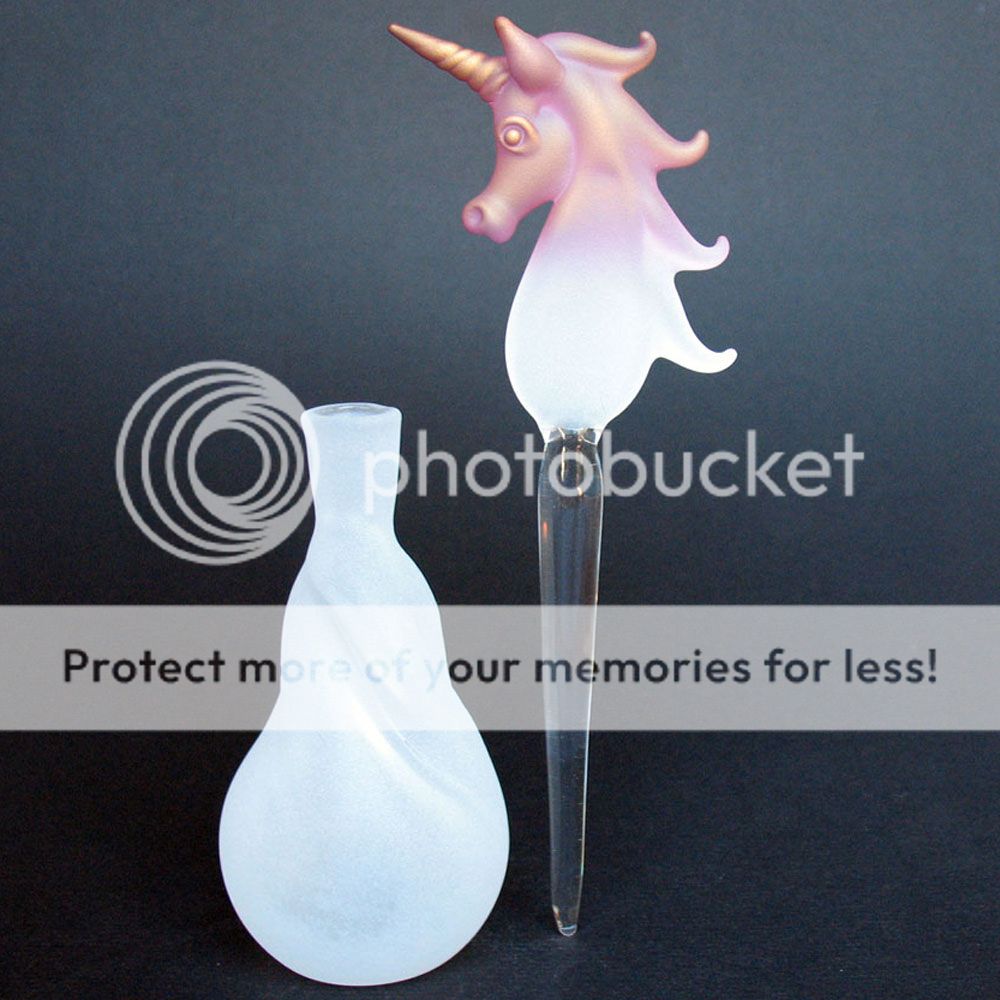 Unicorn Perfume Bottle Hand Blown Glass Gold Crystal  