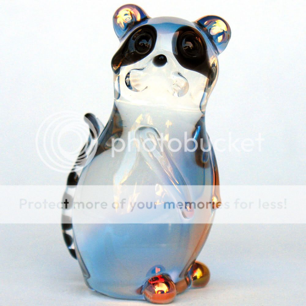 Raccoon Figurine Collectible Sculpture Hand Blown Glass  