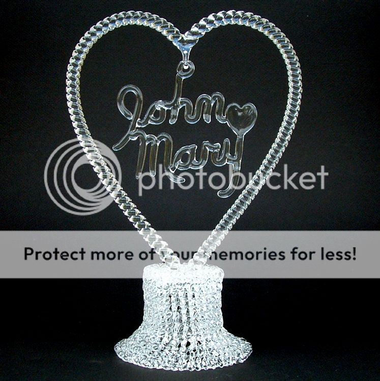 Personalized Hand Blown Glass Wedding Cake Top Topper  